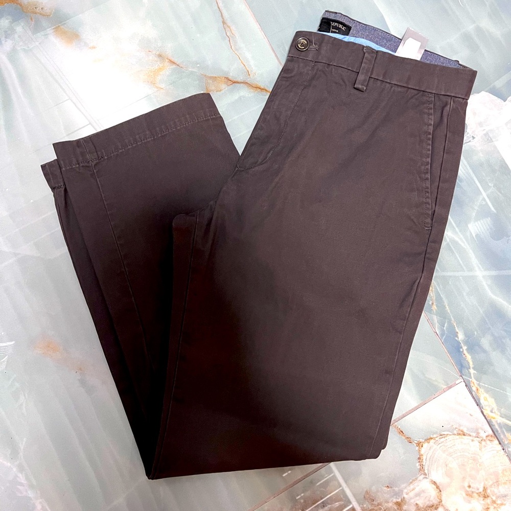 Banana Republic Mens Emerson Chino Khaki Pants Straight Leg Brown Size 34